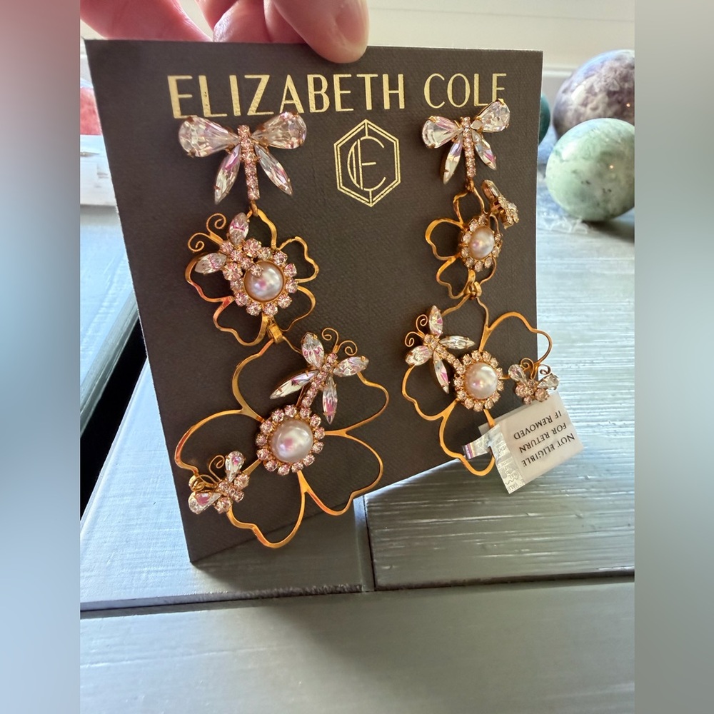 NWT Elizabeth Cole Floral Dangle Earrings - Picture 7 of 10